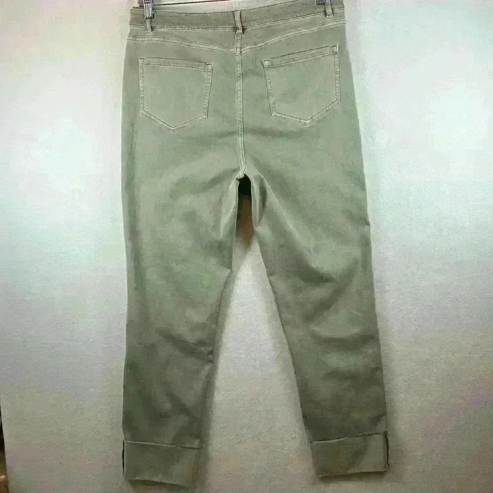 J. Jill Jeans Green Women’s Size 14 Tall High-Rise Straight-Leg Cuffed Jeans - Picture 2 of 9